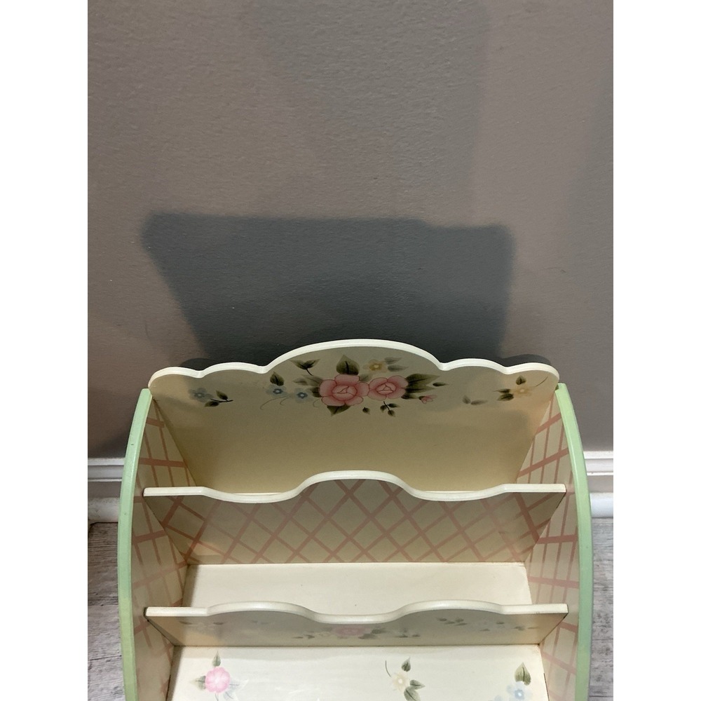PFALTZGRAFF TEA ROSE KITCHEN DESK LETTER BILL WOOD ORGANIZER COLLECTOR ITEM - Picture 14 of 16